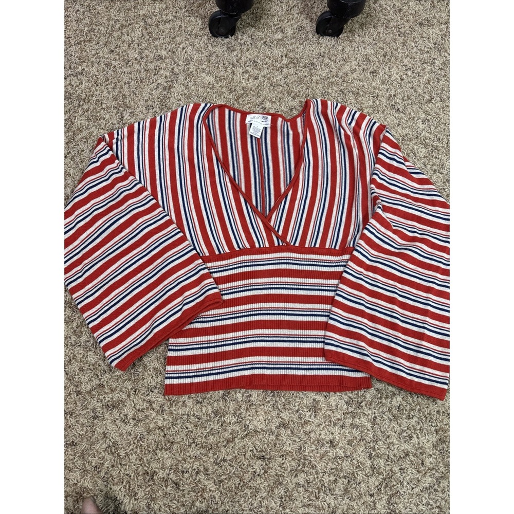 Max Studio Specialty Products Women Sweater Sz L Red White Blue Stripe